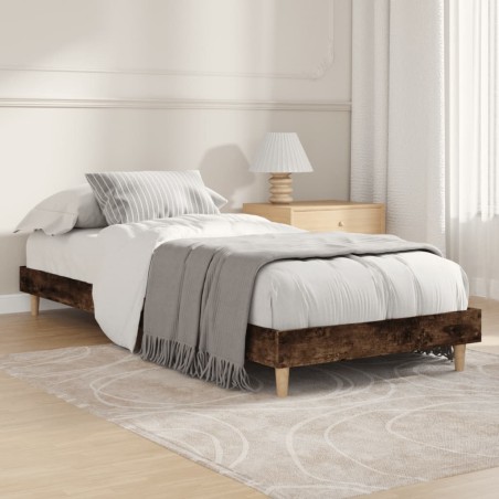 vidaXL Estructura de cama madera contrachapada roble humo 75x190 cm