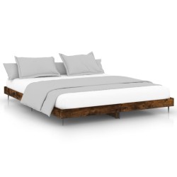 vidaXL Estructura de cama madera contrachapada roble ahumado 150x200cm