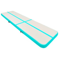 vidaXL Esterilla inflable de gimnasia y bomba PVC verde 700x100x15 cm