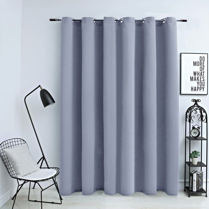 vidaXL Cortina opaca con anillas de metal gris 290x245 cm vidaXL Cortina opaca con anillas de metal gris 290x245 cm
