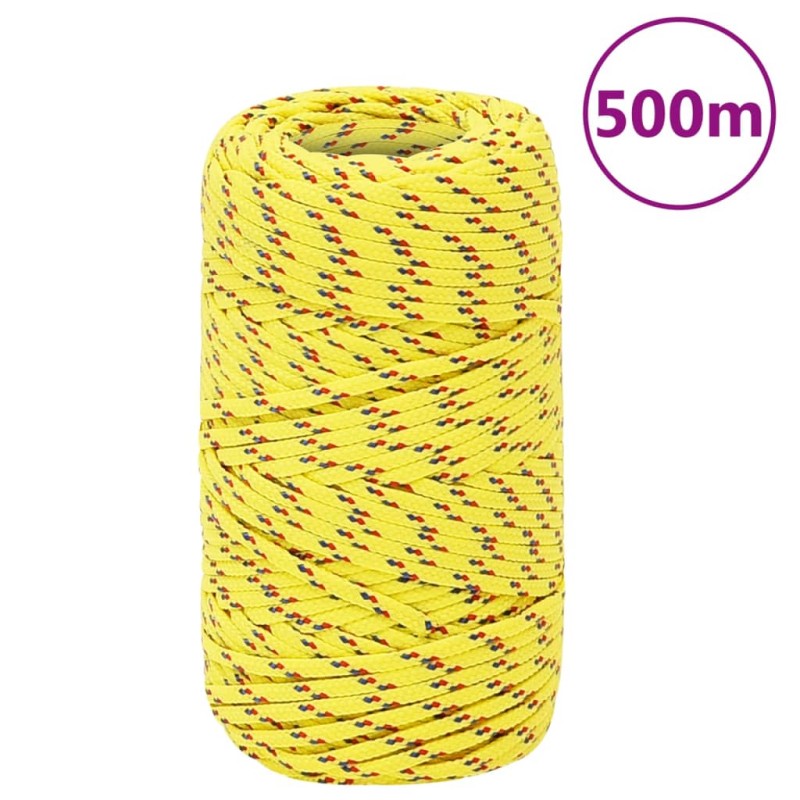 vidaXL Cuerda de barco polipropileno amarillo 2 mm 500 m vidaXL Cuerda de barco polipropileno amarillo 2 mm 500 m
