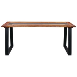 vidaXL Mesa de comedor de madera maciza de acacia y vidrio 180x90x75cm