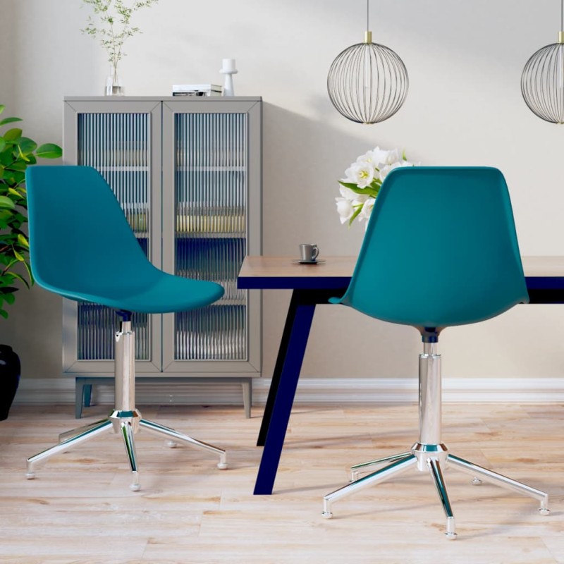 vidaXL Sillas de comedor giratorias 2 unidades PP turquesa vidaXL Sillas de comedor giratorias 2 unidades PP turquesa