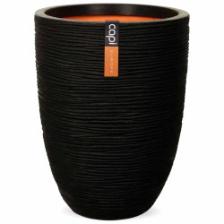Capi Jarrón Nature Rib elegante bajo negro 46x58 cm KBLR783