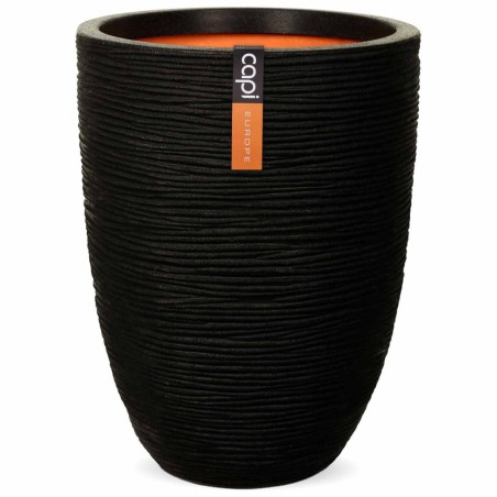 Capi Jarrón Nature Rib elegante bajo negro 46x58 cm KBLR783