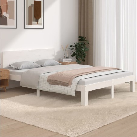 vidaXL Estructura de cama doble madera maciza blanco 135x190 cm