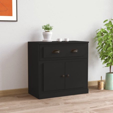 vidaXL Aparador de madera contrachapada negro 70x35,5x67,5 cm