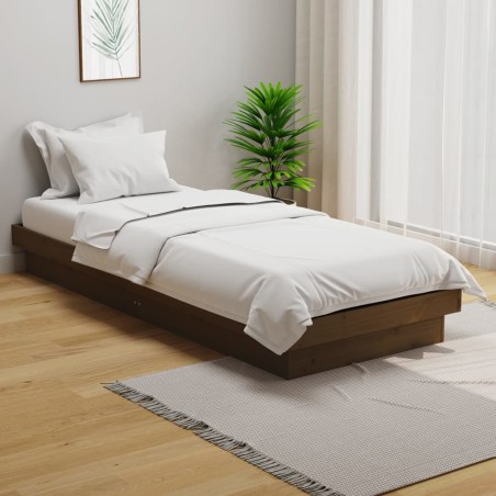 vidaXL Estructura cama individual madera maciza marrón miel 90x190 cm
