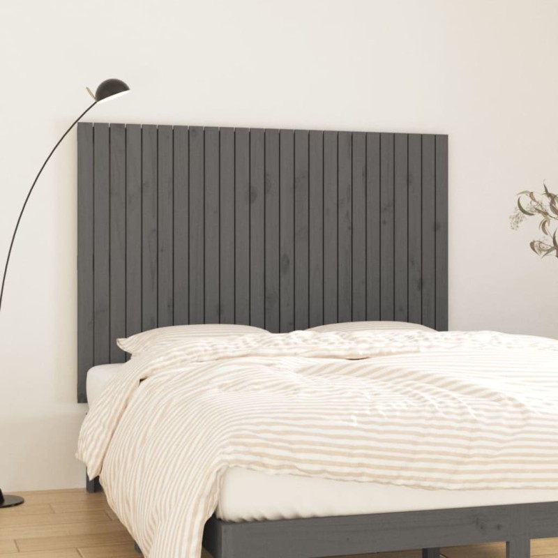 vidaXL Cabecero de cama de pared madera maciza pino gris 159,5x3x110cm vidaXL Cabecero de cama de pared madera maciza pino gris 159,5x3x110cm