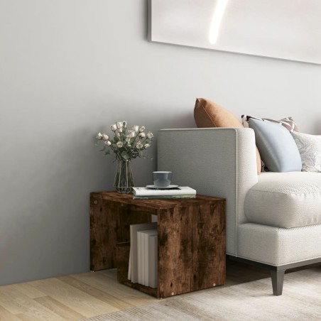 vidaXL Mesa auxiliar madera contrachapada roble ahumado 59x36x38 cm