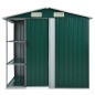 vidaXL Cobertizo de jardín con estante hierro verde 205x130x183 cm vidaXL Cobertizo de jardín con estante hierro verde 205x130x183 cm