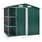 vidaXL Cobertizo de jardín con estante hierro verde 205x130x183 cm vidaXL Cobertizo de jardín con estante hierro verde 205x130x183 cm