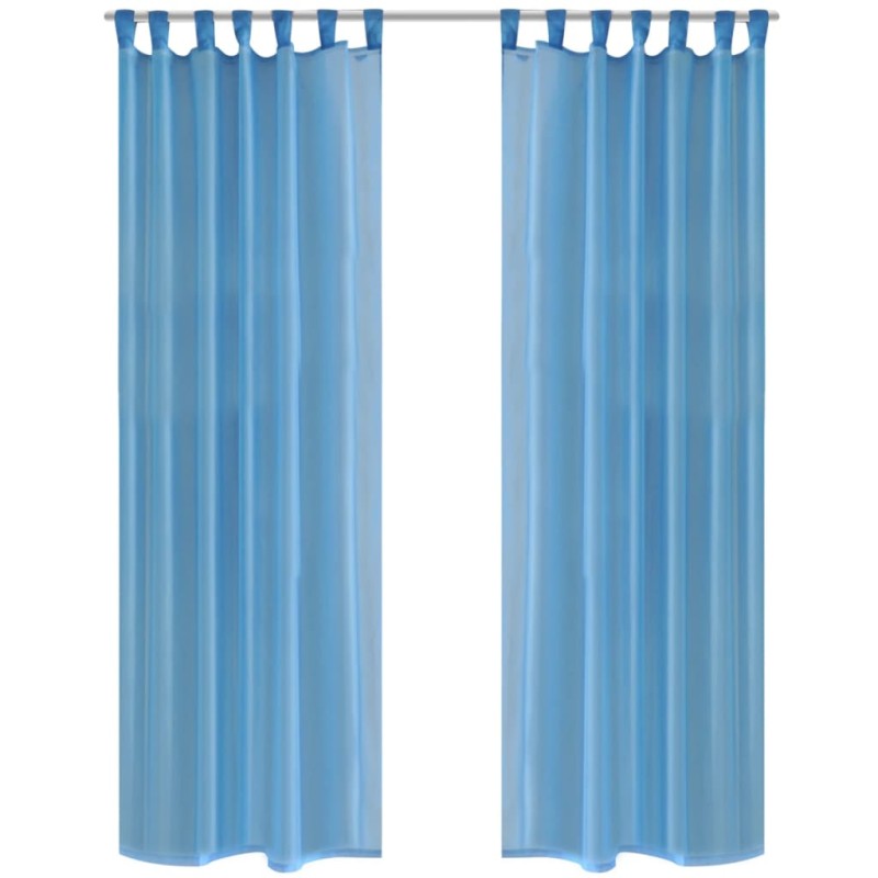 2 Cortinas turquesas transparentes 140 x 225 cm