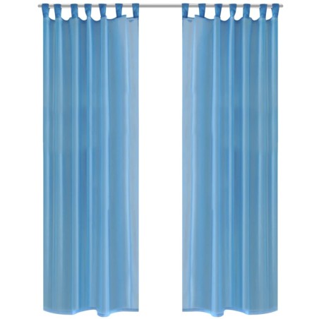 2 Cortinas turquesas transparentes 140 x 225 cm