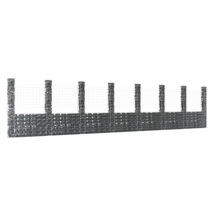vidaXL Cesta de gaviones forma de U 8 postes de hierro 860x20x200 cm vidaXL Cesta de gaviones forma de U 8 postes de hierro 860x20x200 cm