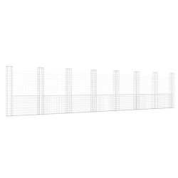 vidaXL Cesta de gaviones forma de U 8 postes de hierro 860x20x200 cm