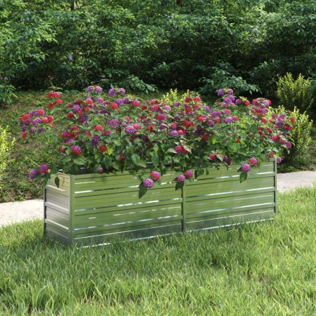 vidaXL Arriate de acero galvanizado plateado 160x40x45 cm