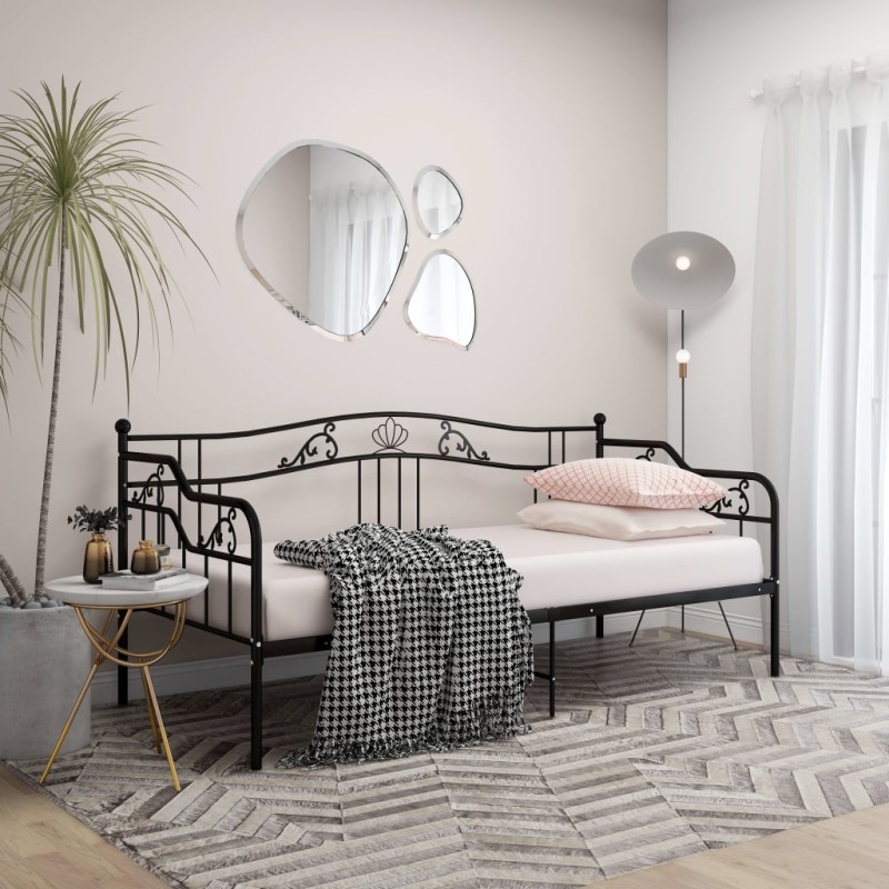 vidaXL Estructura de sofá cama de metal negro 90x200 cm vidaXL Estructura de sofá cama de metal negro 90x200 cm