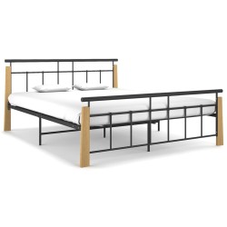 vidaXL Estructura de cama metal y madera maciza de roble 160x200 cm