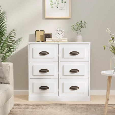 vidaXL Aparador madera contrachapada blanco brillante 70x35,5x67,5 cm