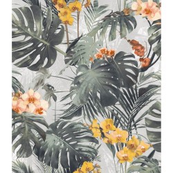 DUTCH WALLCOVERINGS Papel de pared Paradiso verde y ocre