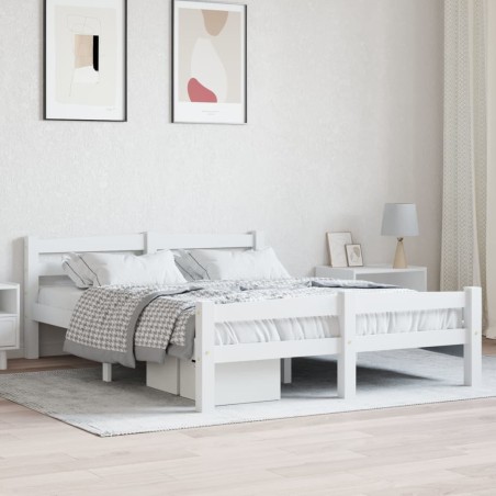 vidaXL Estructura de cama de madera maciza de pino blanca 140x200 cm