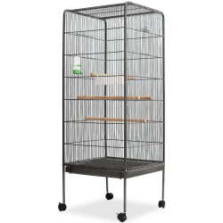 vidaXL Jaula para pájaros con techo de acero negro 54x54x146 cm