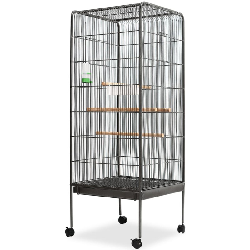 vidaXL Jaula para pájaros con techo de acero negro 54x54x146 cm vidaXL Jaula para pájaros con techo de acero negro 54x54x146 cm