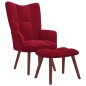 vidaXL Sillón de relax con taburete terciopelo rojo tinto vidaXL Sillón de relax con taburete terciopelo rojo tinto
