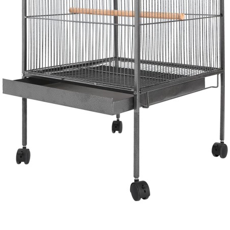 vidaXL Jaula para pájaros con techo de acero negro 54x54x146 cm