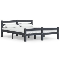 vidaXL Estructura de cama madera maciza pino gris oscuro 140x200 cm