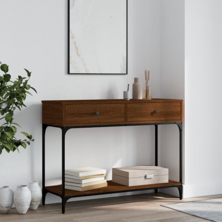 vidaXL Mesa consola madera de ingeniería marrón roble 100x34,5x75 cm