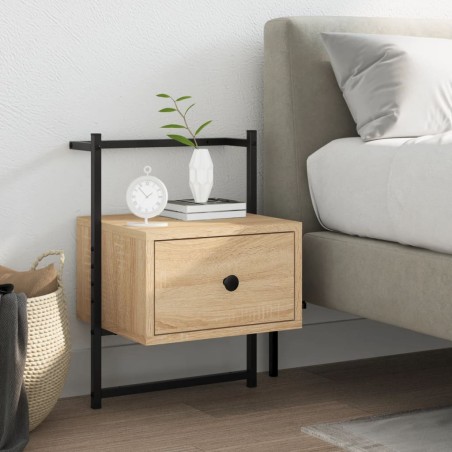 vidaXL Mesita de noche de pared roble Sonoma 35x30x51 cm