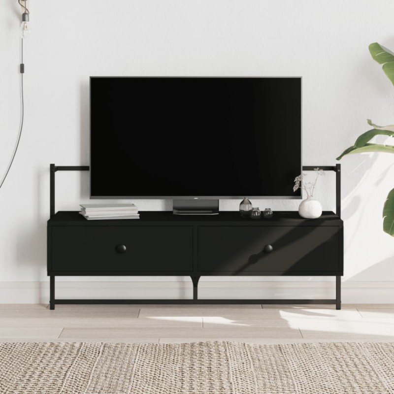 vidaXL Mueble de TV de pared madera ingeniería negro 100,5x30x51 cm vidaXL Mueble de TV de pared madera ingeniería negro 100,5x30x51 cm