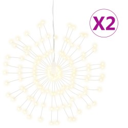 vidaXL Luces de Navidad de estrellas 2 uds 140 LED blanco cálido 17 cm