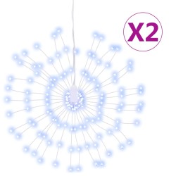 vidaXL Luces de Navidad de estrellas 2 uds 140 LED blanco frío 17 cm