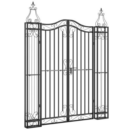 vidaXL Puerta de jardín de hierro forjado negro 121x8x150 cm 