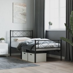 vidaXL Estructura de cama con cabecero y estribo metal negro 75x190 cm