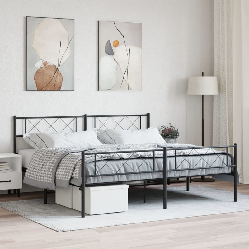 vidaXL Estructura de cama cabecero y pie de cama metal negro 183x213cm vidaXL Estructura de cama cabecero y pie de cama metal negro 183x213cm