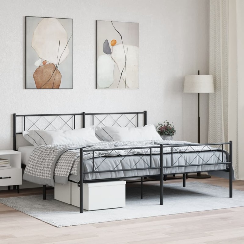 vidaXL Estructura de cama cabecero y pie de cama metal negro 200x200cm vidaXL Estructura de cama cabecero y pie de cama metal negro 200x200cm