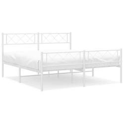 vidaXL Estructura cama metal con cabecero y estribo blanco 120x200 cm
