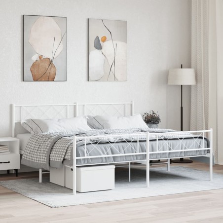 vidaXL Estructura cama metal con cabecero y pie cama blanco 183x213 cm