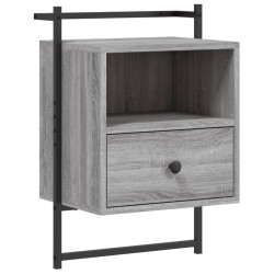 vidaXL Mesita de noche de pared gris Sonoma 40x30x61 cm