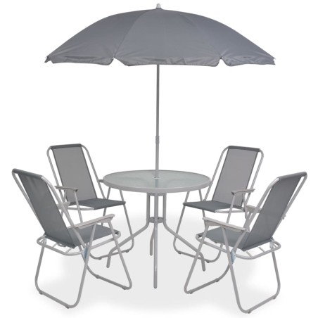 vidaXL Juego de comedor de jardín 6 piezas acero y textilene gris