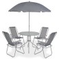 vidaXL Juego de comedor de jardín 6 piezas acero y textilene gris vidaXL Juego de comedor de jardín 6 piezas acero y textilene gris