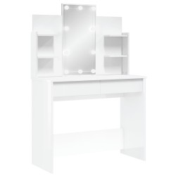 vidaXL Tocador con luces LED blanco brillante 96x40x142 cm