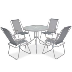vidaXL Juego de comedor de jardín 6 piezas acero y textilene gris