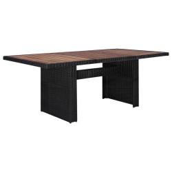 idaXL Juego de comedor de jardín 9 piezas ratán sintético negro