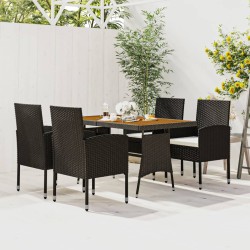 vidaXL Juego de comedor de jardín 5 piezas ratán sintético negro