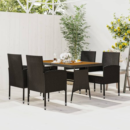 vidaXL Juego de comedor de jardín 5 piezas ratán sintético negro